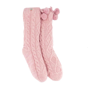 POM POM FLEECE LINED CREW SOCK SEASHELL PINK - Calzini Rosa UGC1014837-SLPN . UGG 