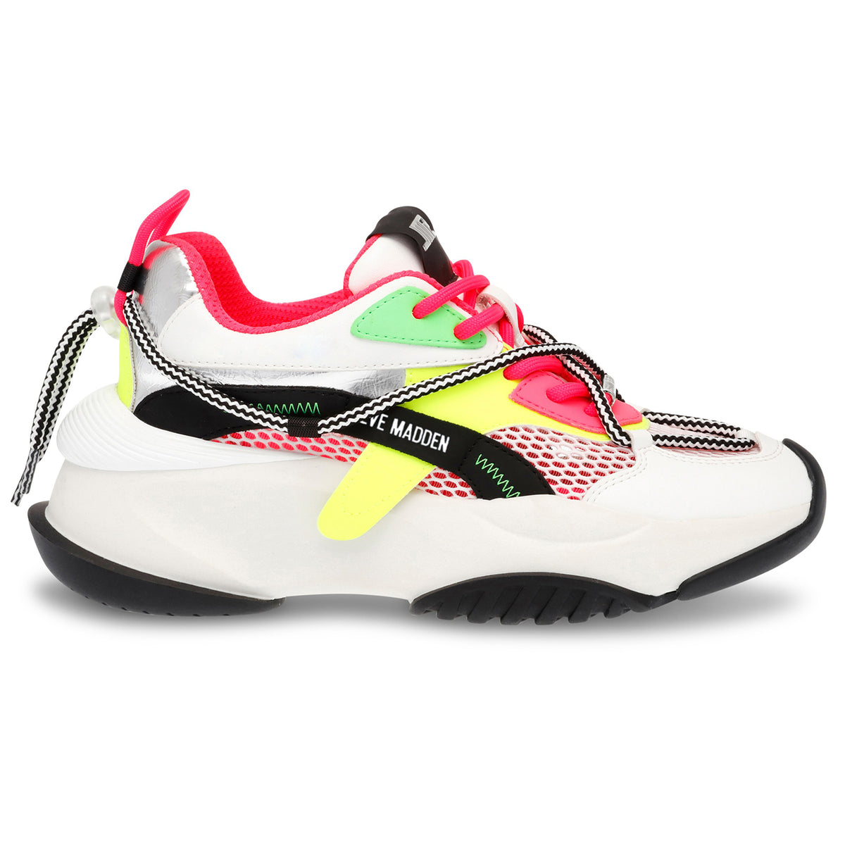 Bonanza Black / Fuchsia PU + Mesh - Scarpe Stringate Profilo Basso Donna Multicolore SMPBONANZA-BLAFUS . STEVE MADDEN 