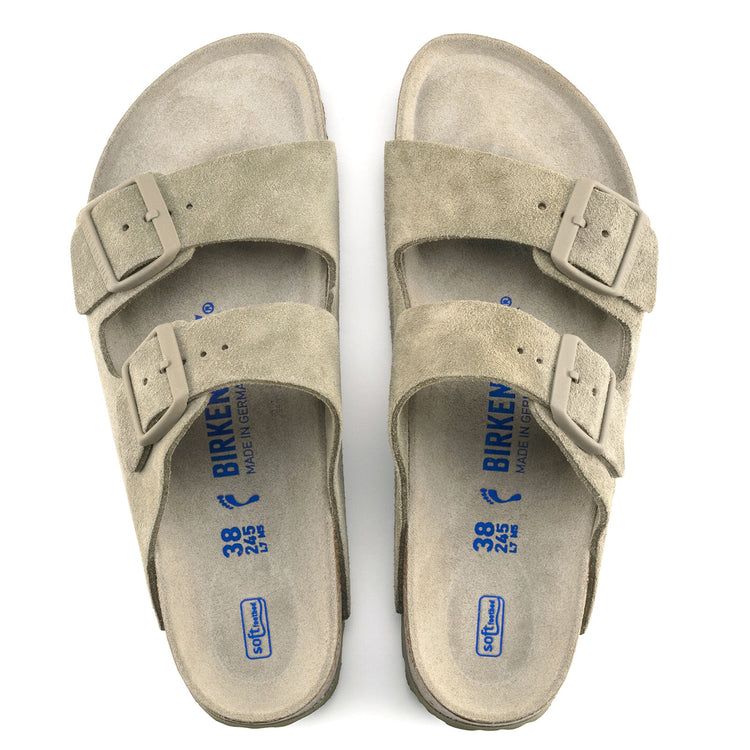 Mens Arizona SFB Suede Sandals - Faded Khaki - Sandali Uomo Verdi - Calzata Stretta 1019088 . BIRKENSTOCK 