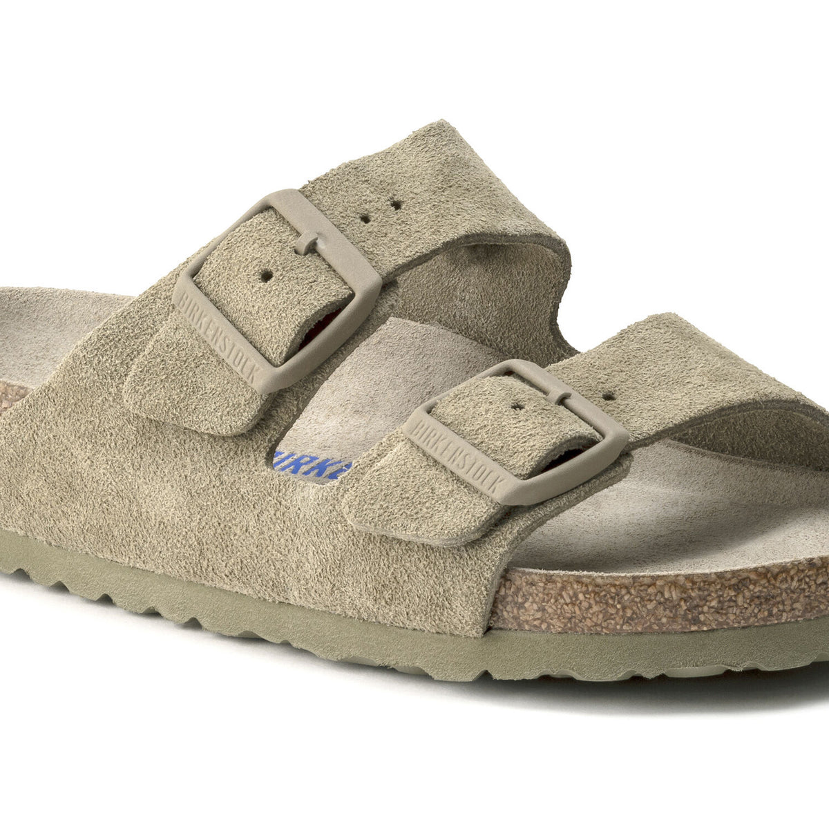 Mens Arizona SFB Suede Sandals - Faded Khaki - Sandali Uomo Verdi - Calzata Stretta 1019088 . BIRKENSTOCK 