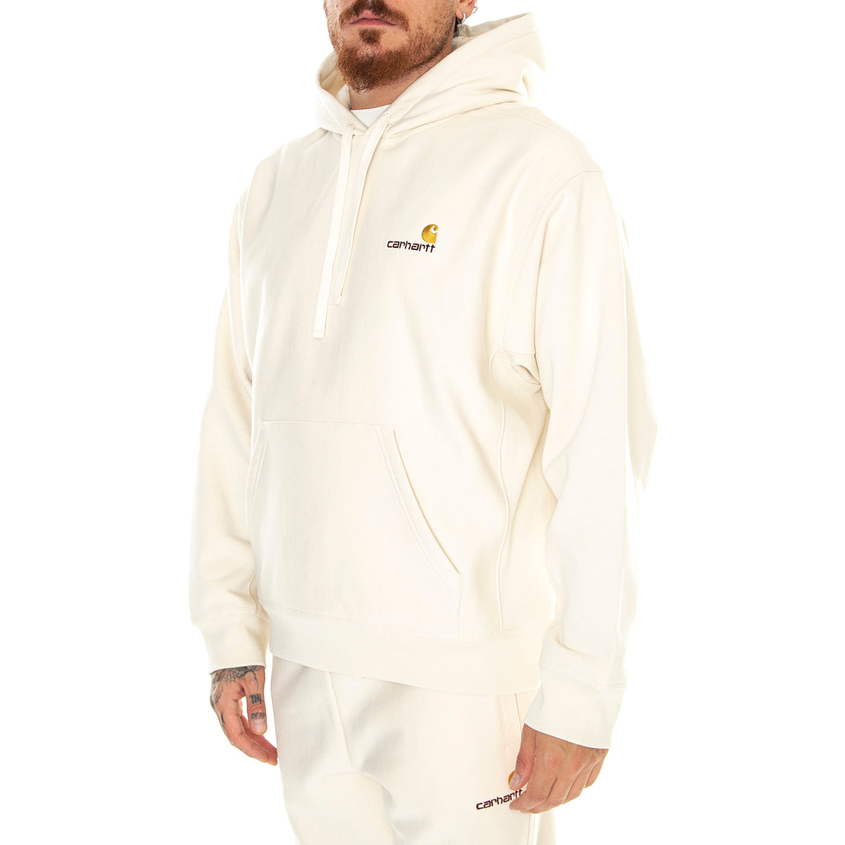 Hooded American Script Sweat Natural - Felpa con Cappuccio Uomo Bianca I028279-05XX . CARHARTT WIP 