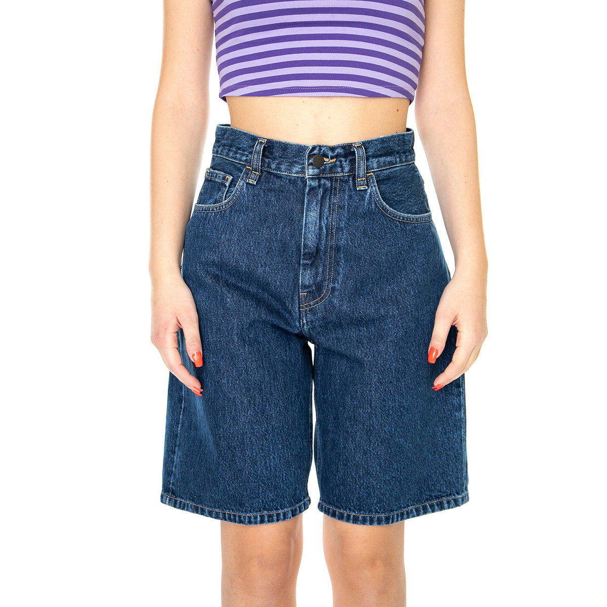 W' Brandon Short Blue Stone Washed - Bermuda Denim Jeans Donna Blu I031919-0106 . CARHARTT WIP 