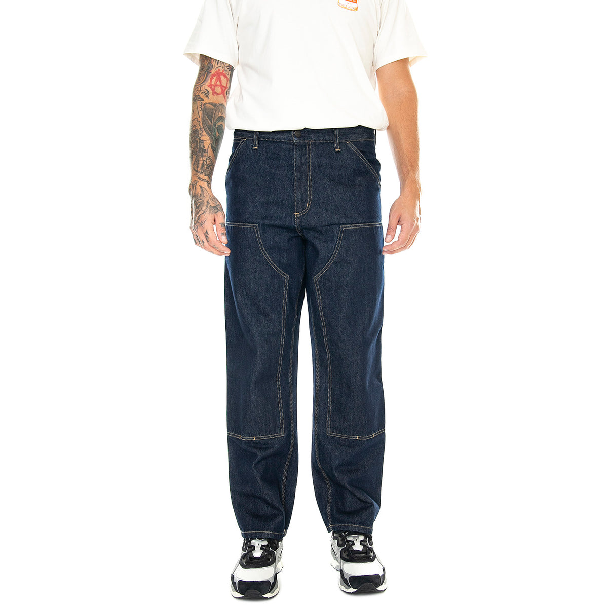 Double Knee Pant Blue / Rinsed - Pantaloni Denim Jeans Uomo Blu I032699.0102 . CARHARTT WIP 