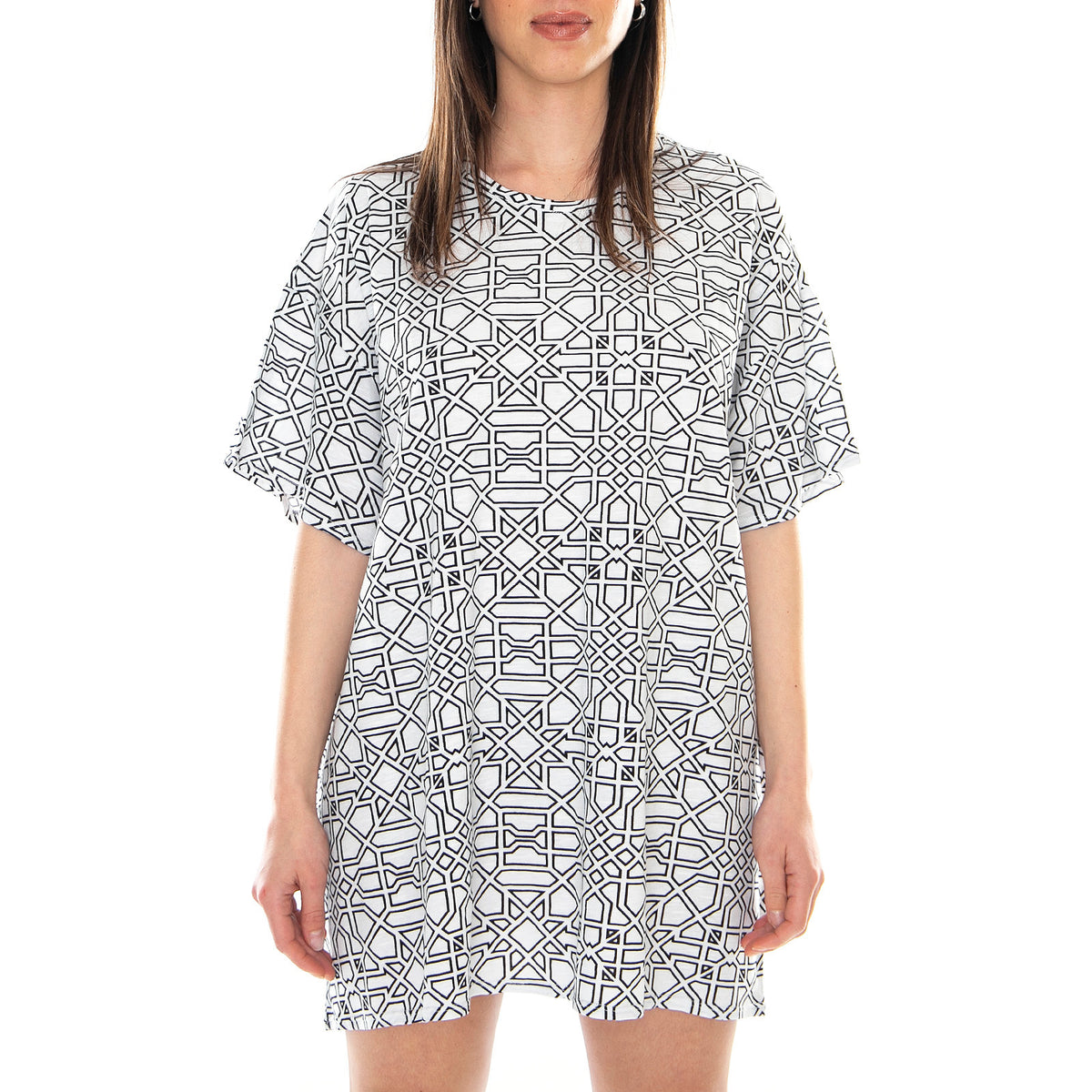 Major T-Geo Maze Dress - White - Abito Donna Bianco MRCMAJ TP13MAJ-GEO M . MOTEL ROCKS 