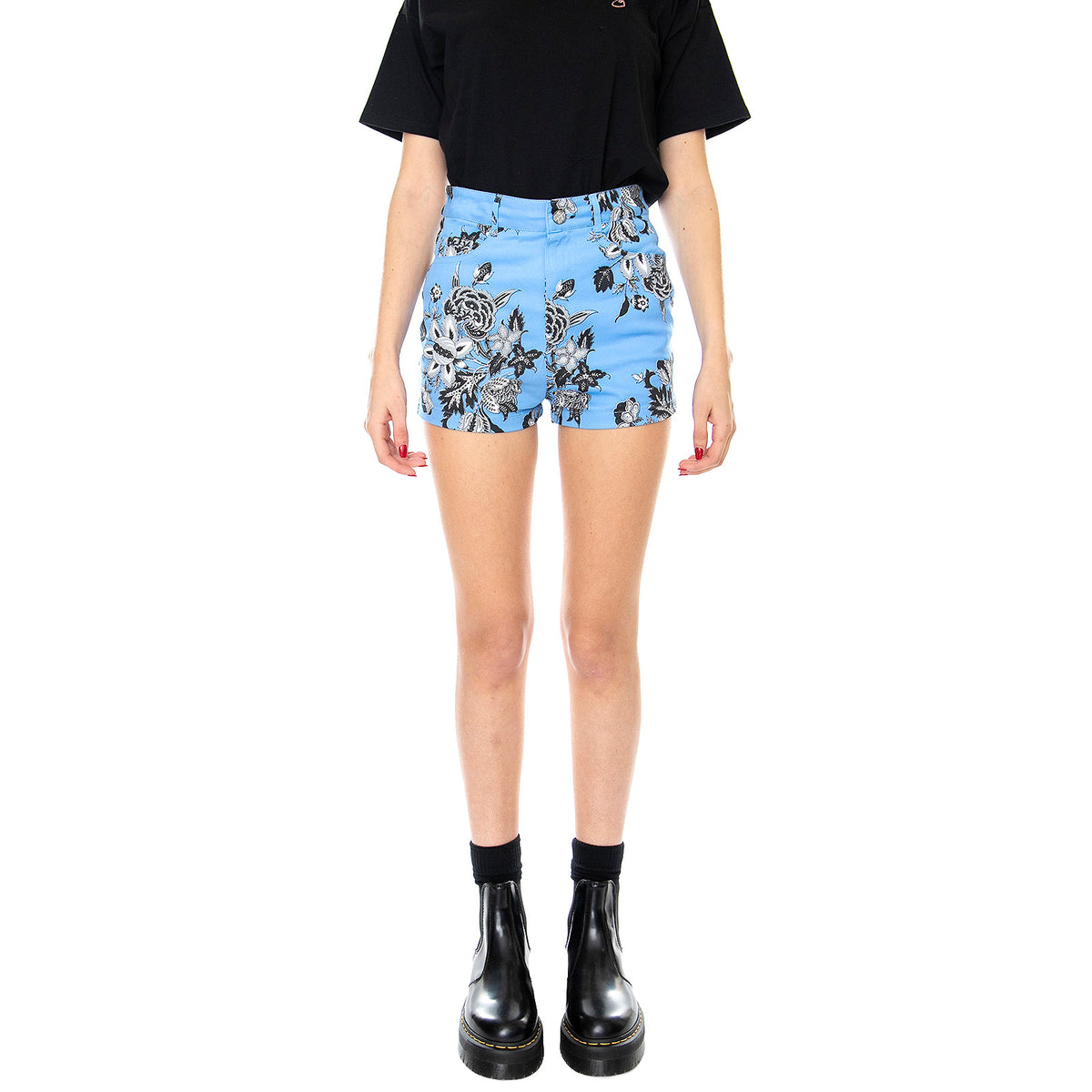 Wm Mizzy Hot Pants - Morris Flowers - Pantaloncini Hot Pants Donna Multicolore MRCMIZ SH13MIZ-BLUE . MOTEL ROCKS 