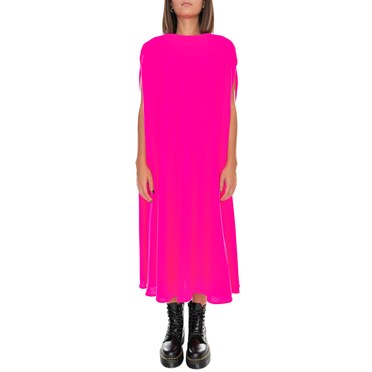 Bell Crepe Dress - Pink Fluo - Abito Donna Rosa 19WVI00017-7020 . MARIOS 