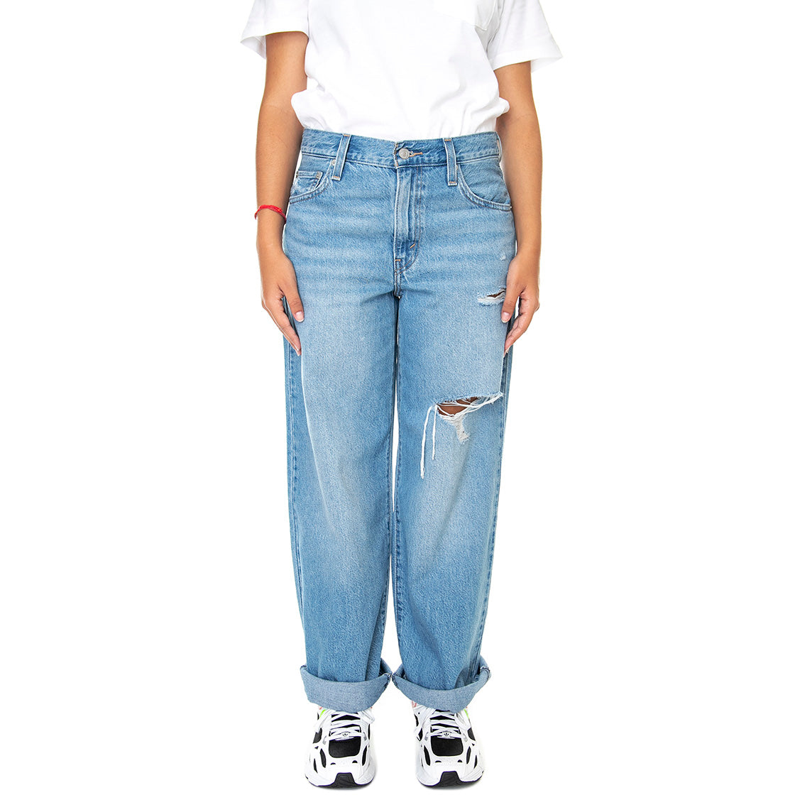 Baggy Dad Z5993 Medium Indigo Destructe - Pantaloni Denim Jeans Donna Blu A3494-0015 . LEVIS 