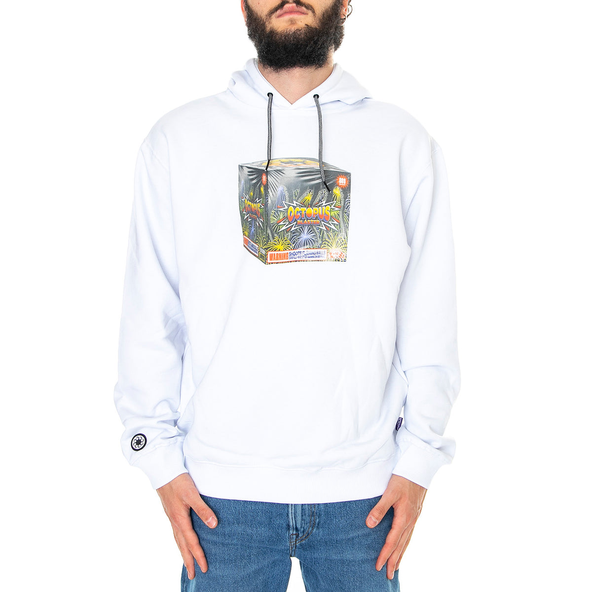 Blaster Hoodie White - Felpa con Cappuccio Uomo Bianca 22WOSH22-WHITE . OCTOPUS 