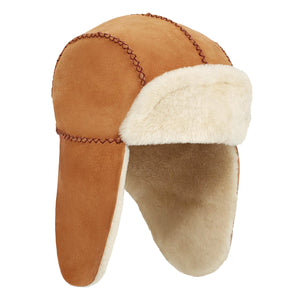 K Sheepskin Trapper W Stitch Chestnut - Cappello con Paraorecchie Marrone UGA20094-CHE . UGG 