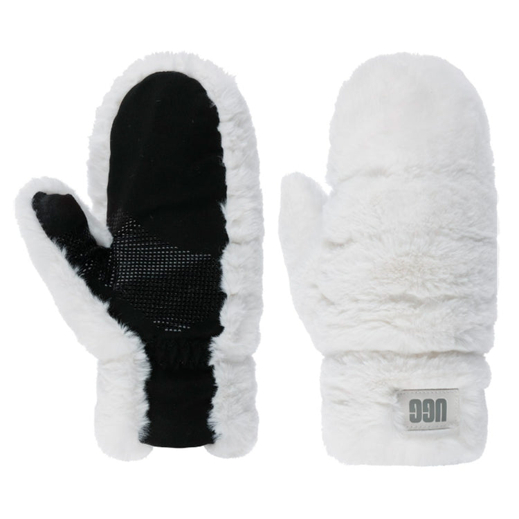W' Quilted Faux Fur Mitten Nimbus - Guanti Moffole Bianchi UGA21635-NMB . UGG 
