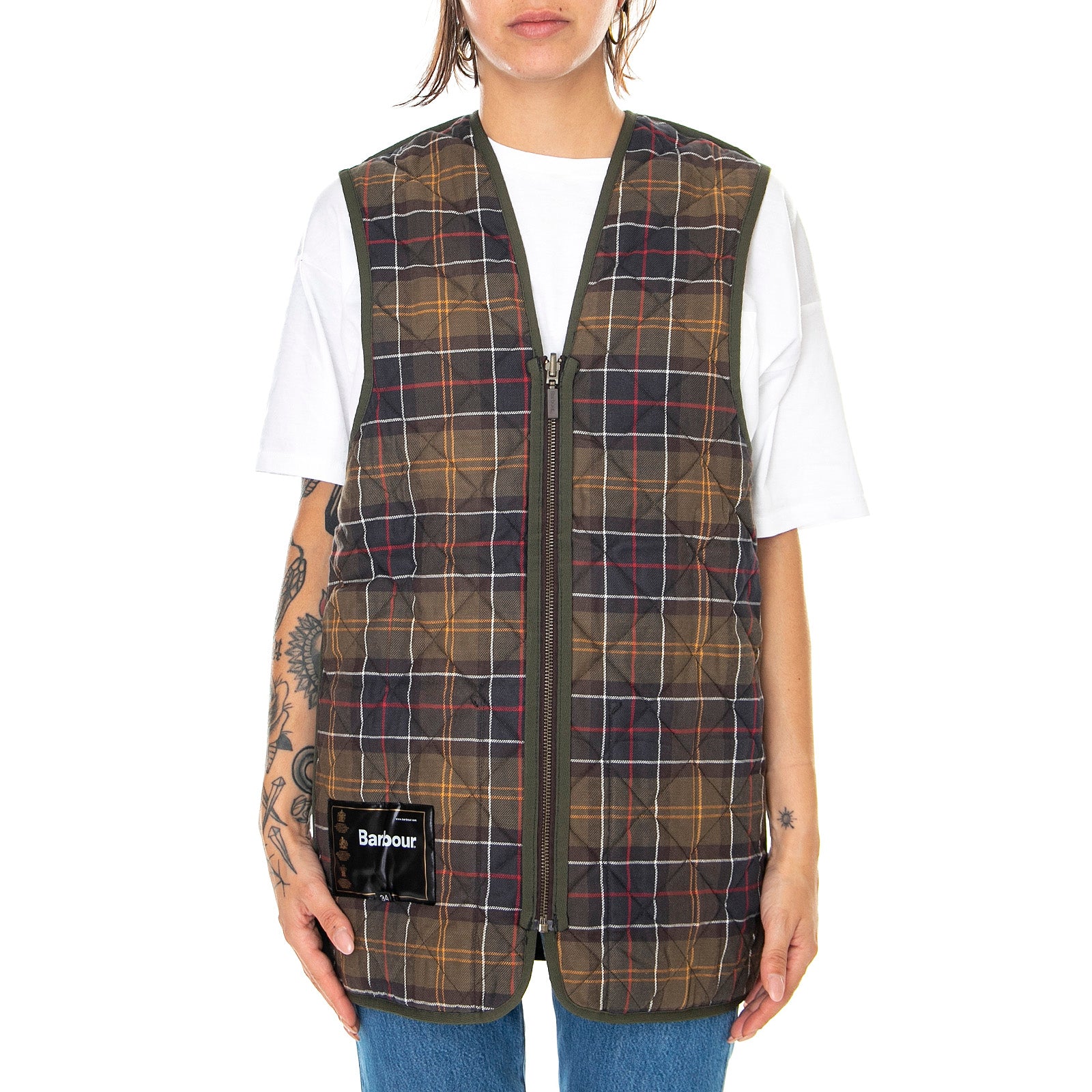 QUILTED WAISTCOAT ZIP IN LINER OLIVE/CLASSIC - Giacca Smanicata Uomo Marrone MLI0001-GN92-FW23 . BARBOUR 
