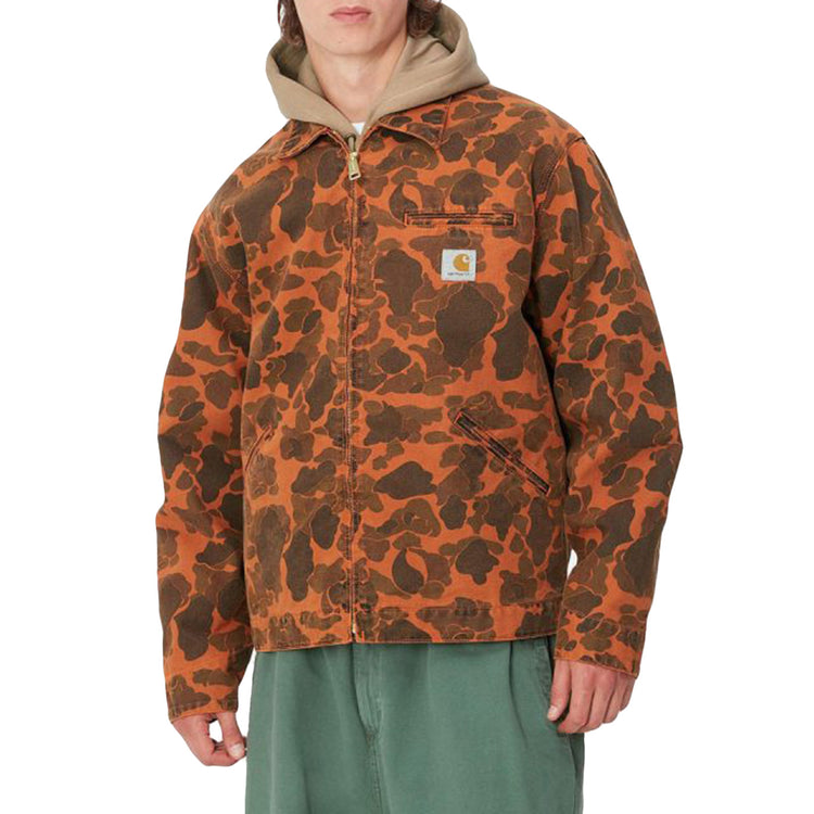 DUCK DETROIT JACKET CAMO DUCK, GREEN / TURMERIC GARMENT DYED - Giacca Uomo Multicolore I034281.2FAGD . CARHARTT WIP 