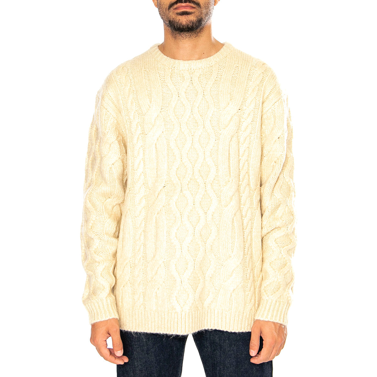 Battery Crewneck Sweater Parkside Cable Neutral  - Maglione Girocollo Uomo Beige A0708-0022 . LEVIS 