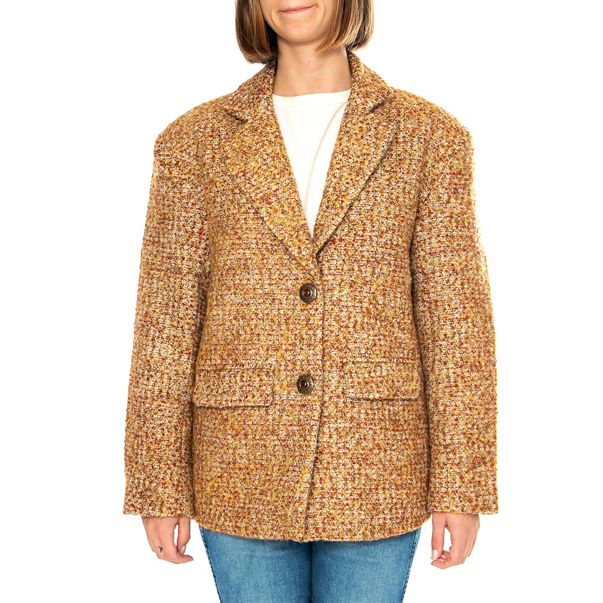 Blazer Oversize Tweed Marrón - Giacca Donna Marrone 43W/11242 . WILD PONY 