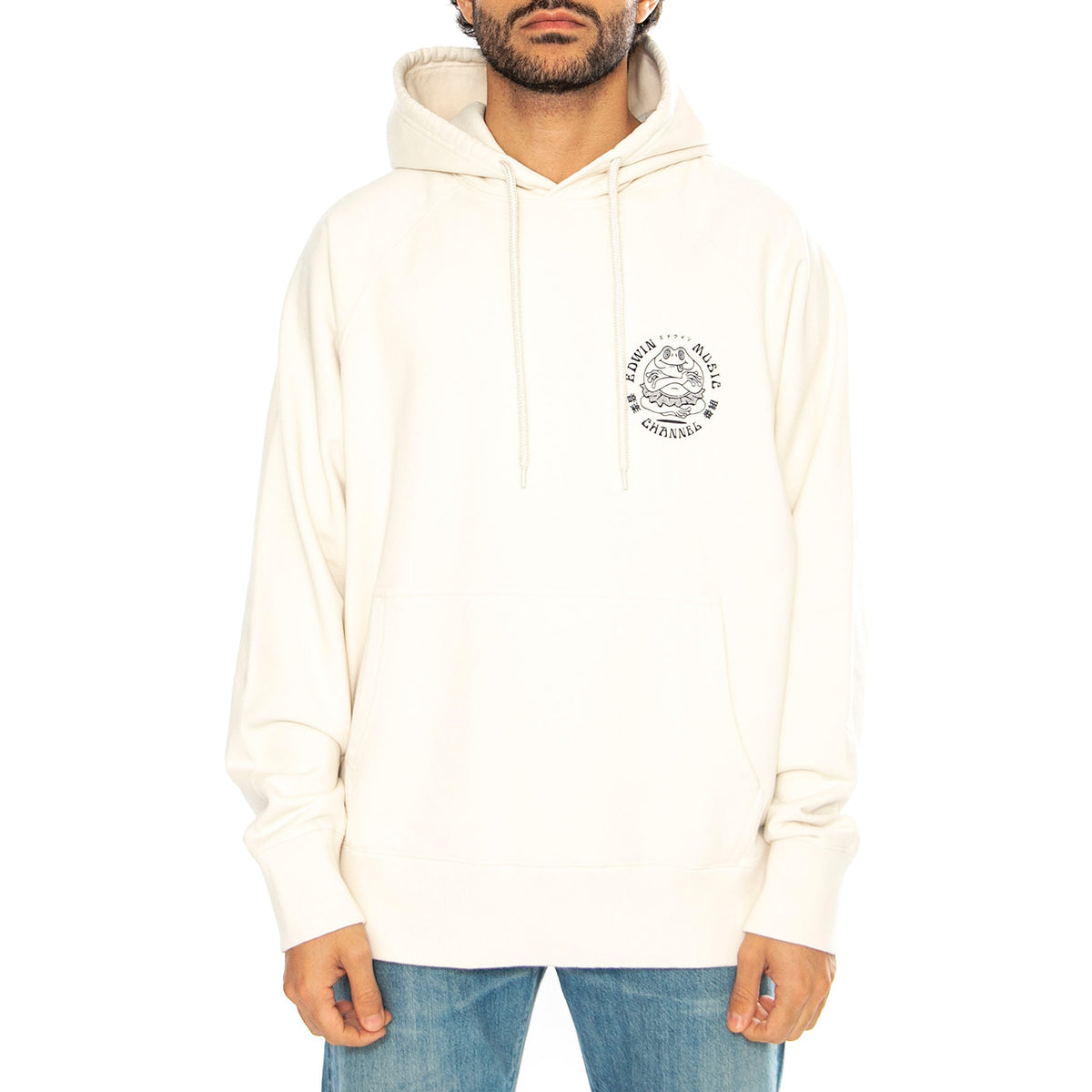 Edwin Music Channel Hoodie Sweat Whisper White - Felpa con Cappuccio Uomo Bianca I033470.WHW.67. . EDWIN 