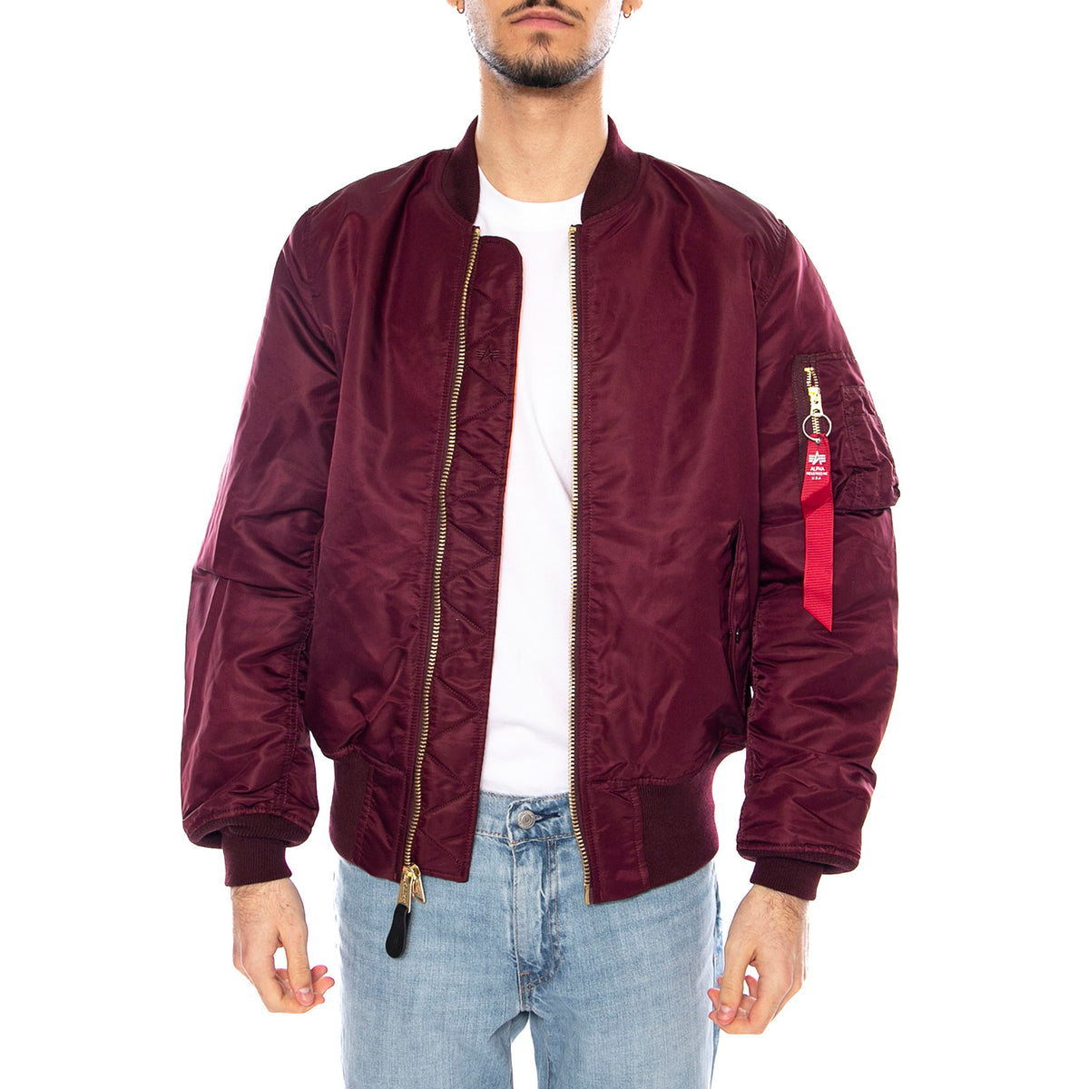Alpha Industries MA-1 Reversible Bomber -- Giacca Reversibile Uomo Bordeaux / Arancione F100101 608 ALPHA INDUSTRIES 
