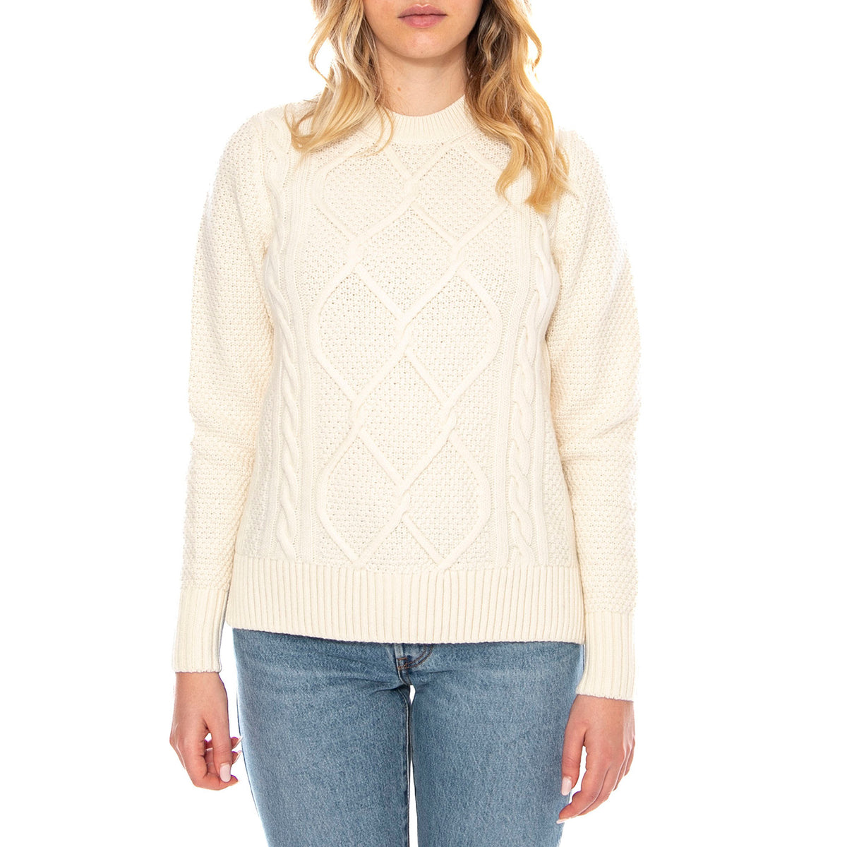 Barbour Burne Crew -- Maglione Donna Bianco LKN1572 WH51 BARBOUR 