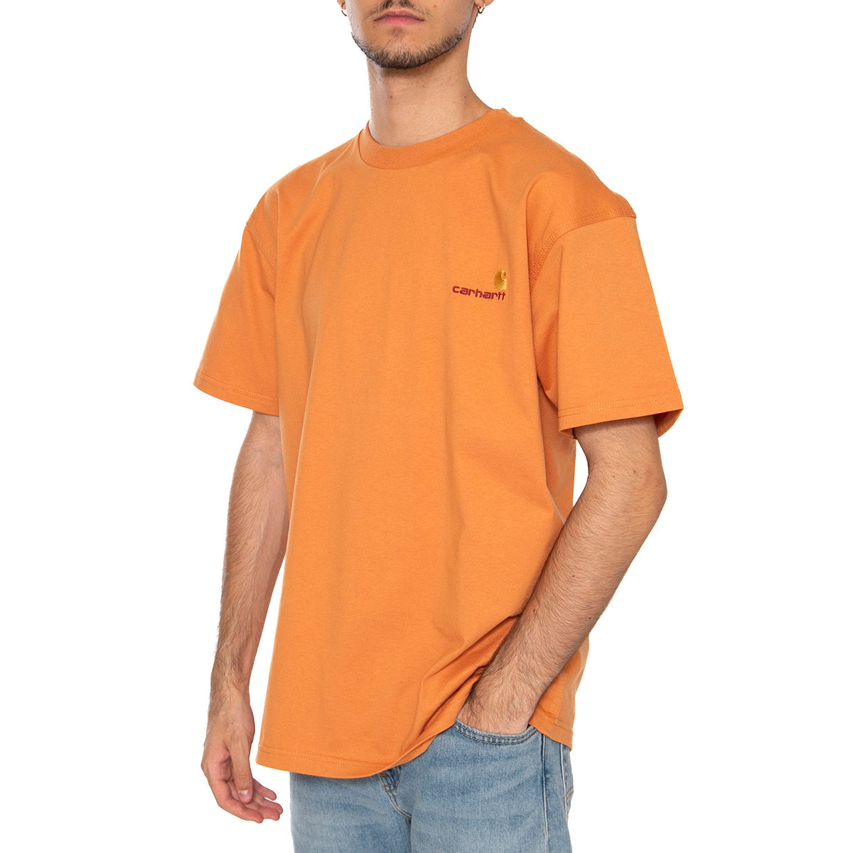 S/S American Script T-Shirt Redhaven - Maglietta Girocollo Uomo Arancione I029956.2ZYXX . CARHARTT WIP 