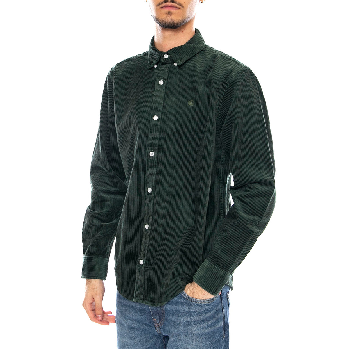 L/S Madison Cord Shirt Sycamore Tree / Sycamore Tree -- Camicia Uomo Verde I029958.39OXX . CARHARTT WIP 