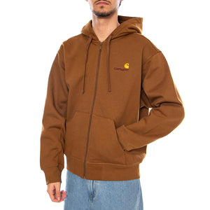 Hooded American Script Jacket Hamilton Brown - Felpa con Cappuccio Uomo Marrone I033063.HZXX . CARHARTT WIP 