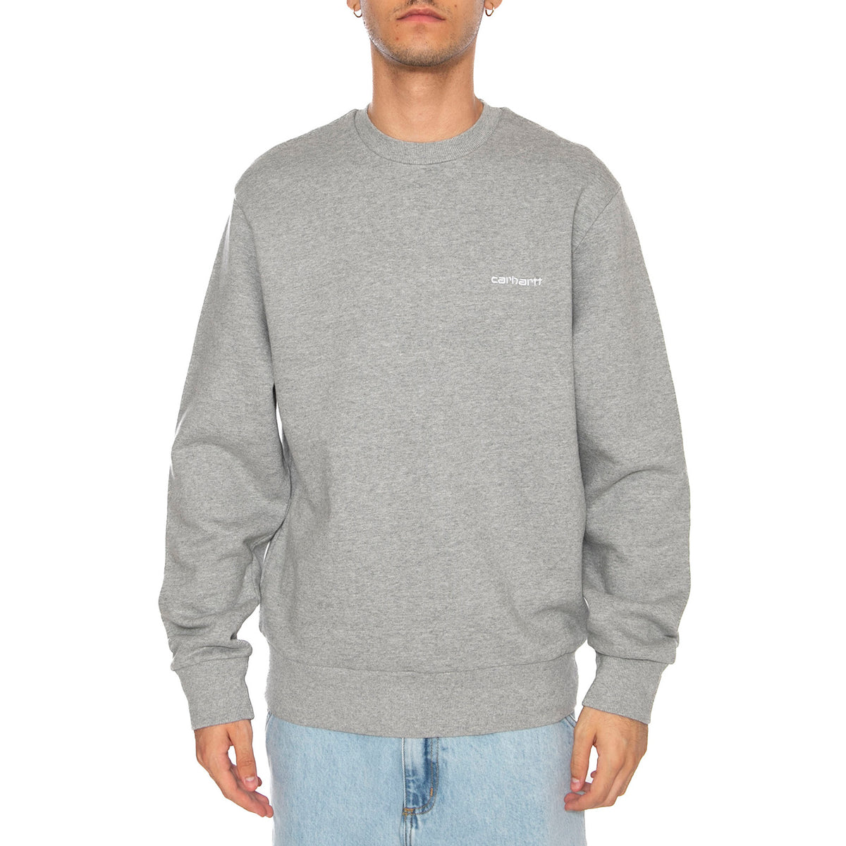 Script Embroidery Sweat Grey Heather / White - Felpa Uomo Grigia I034496.00DXX . CARHARTT WIP 
