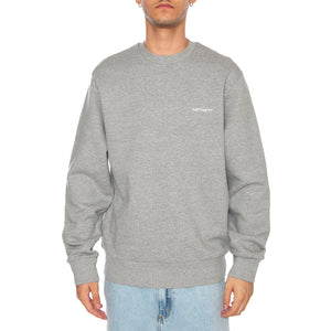 Script Embroidery Sweat Grey Heather / White - Felpa Uomo Grigia I034496.00DXX . CARHARTT WIP 