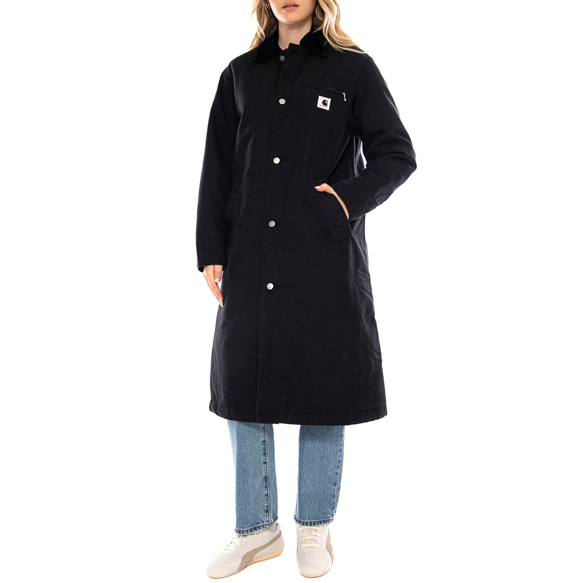 W Carhartt Webster Coat - Black / Black Stone Washed - Cappotto Donna I035676_00E_06 . CARHARTT WIP 