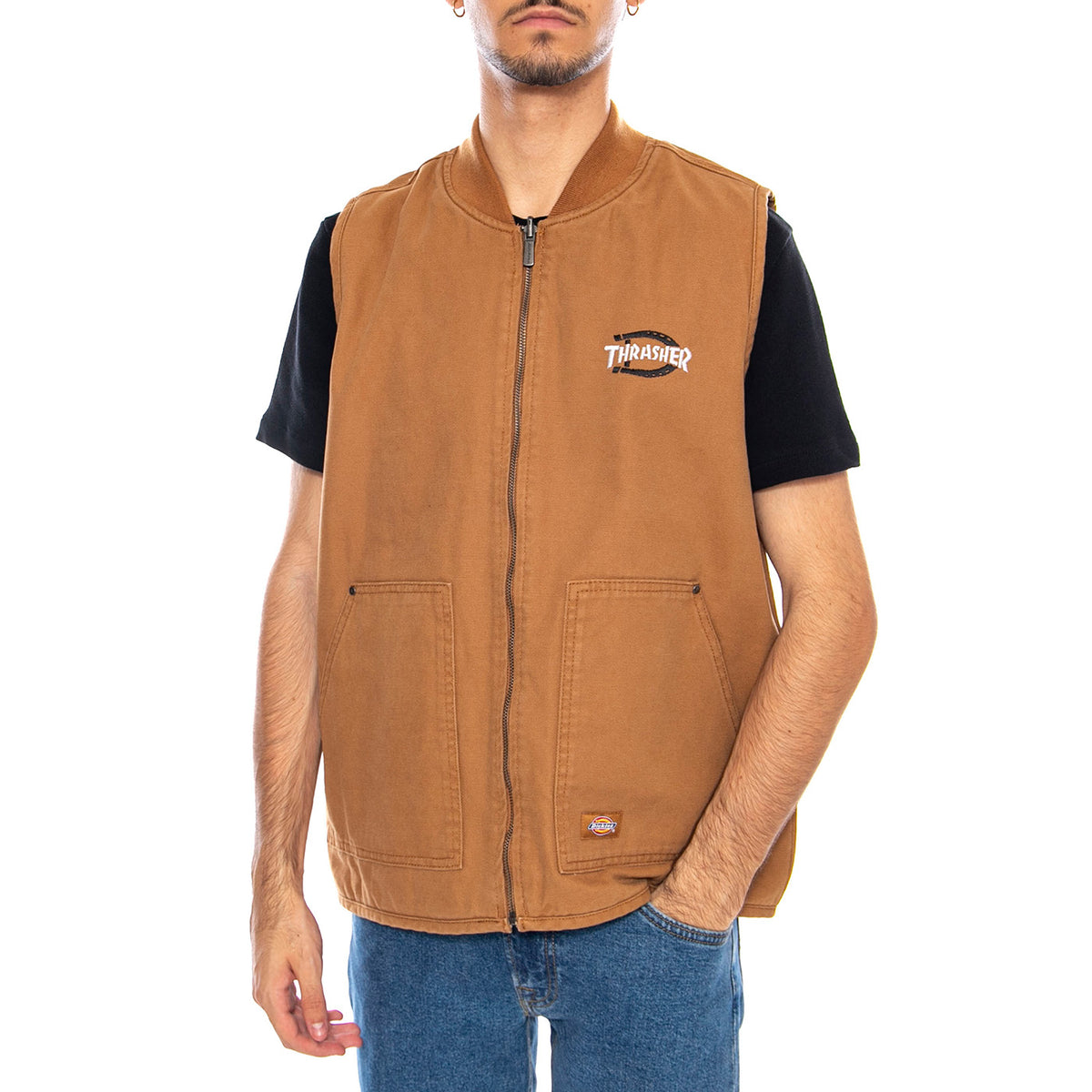 THRASHER X DICKIES Vest Brown Duck - Gilet Smanicato Uomo Marrone DK0A88IT0BD1 . DICKIES 