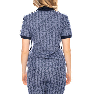 Polo Maglietta M/C AIT Lacoste -- Polo Donna Blu con Logo All Over DF3364-AIT . LACOSTE 