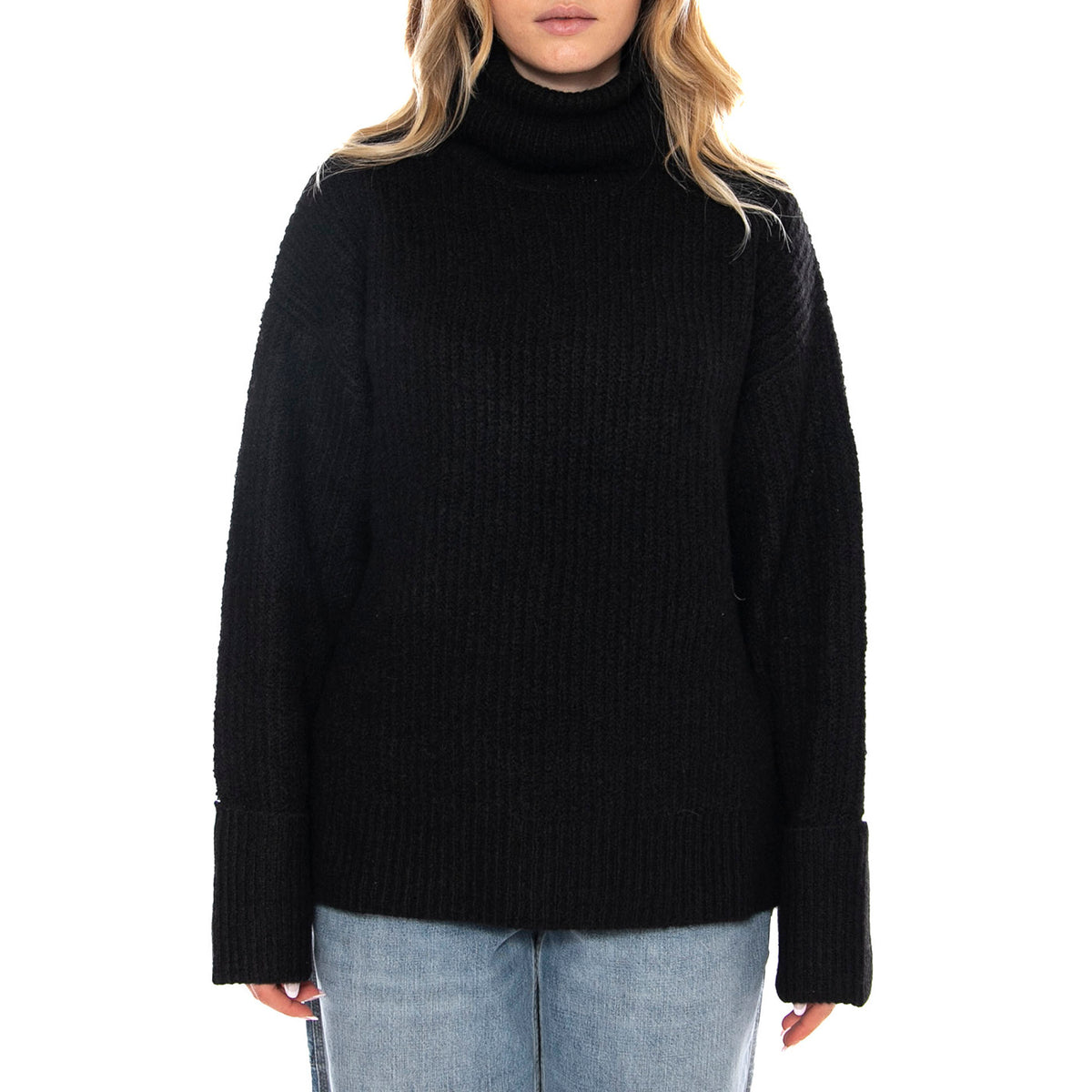 Wide Cuff Turtle Neck Unionall Black -- Maglione Collo Alto Donna Nero 112371056 . LEE 
