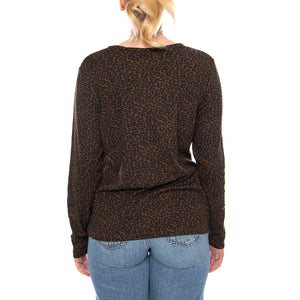 PL Hayes LS Smaller Annessa Cheetah Biso - Maglietta Girocollo Maniche Lunghe Donna Marrone 002VP-0002 . LEVIS 