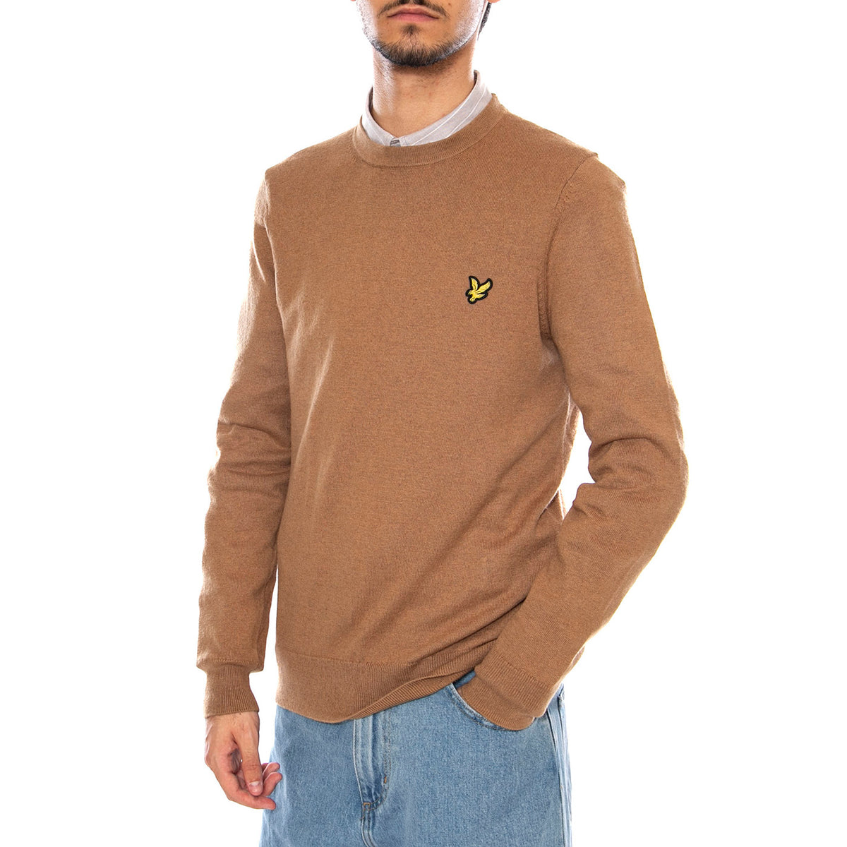 Cotton Merino Crew Neck Jumper Tigers Eye - Maglione Uomo Marrone KN2110VC-X851 . LYLE & SCOTT 