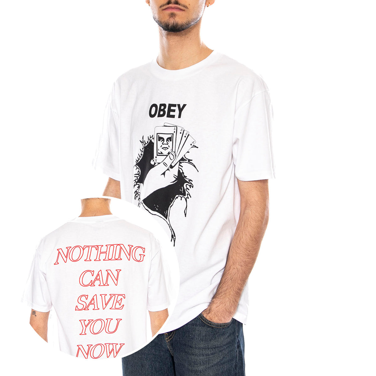 Obey Nothing Can Save You Maglietta -- Maglietta Uomo Bianca 165264200 WHT OBEY 