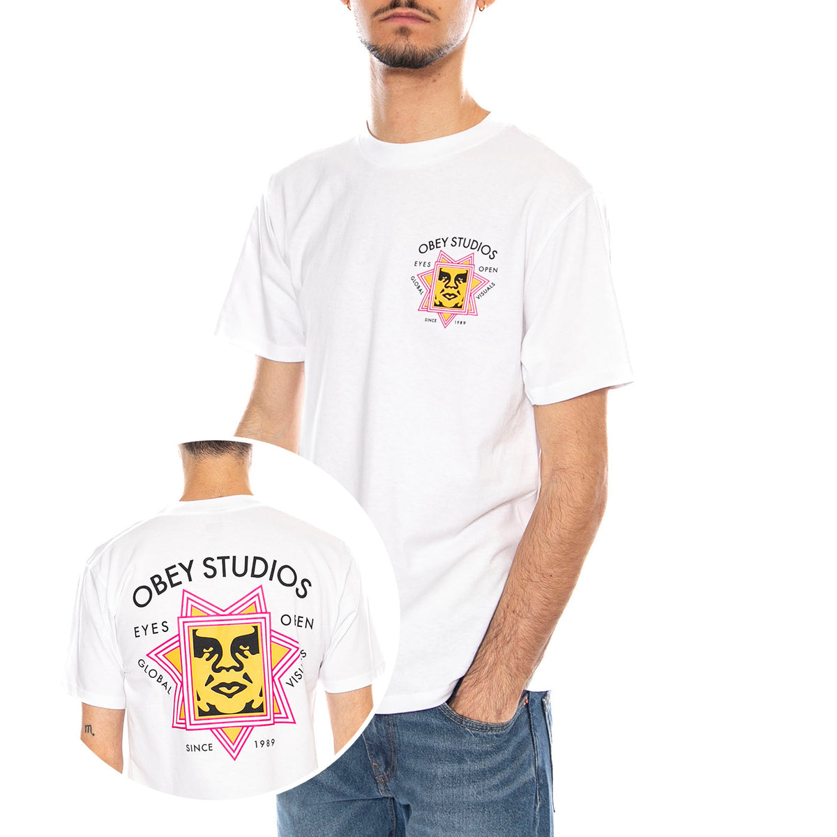 OBEY Global Visuals Tee -- Maglietta Girocollo Uomo Bianca 165264232 WHT OBEY 