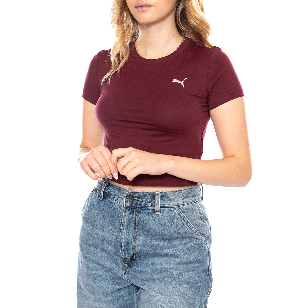 WARDROBE ESS Baby Tee -- Maglietta Donna Bordeaux 629745-96 . PUMA 