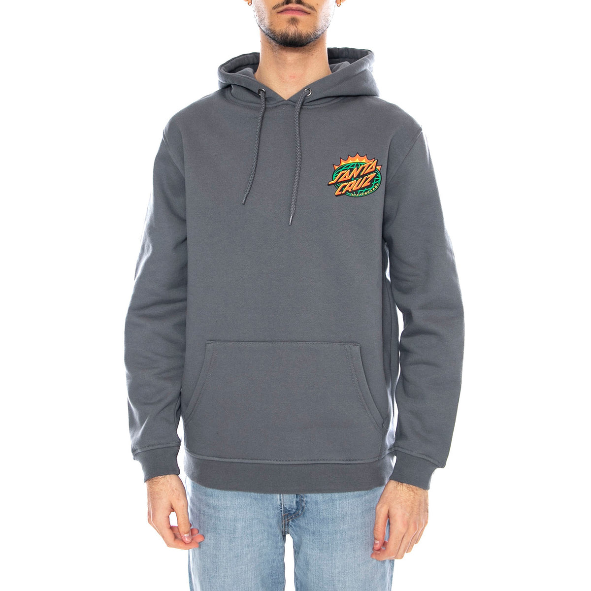 Kendall End Of The Dot -- Felpa Uomo Cappuccio Grigia SCA-HDY-9997 Storm Grey SANTA CRUZ 