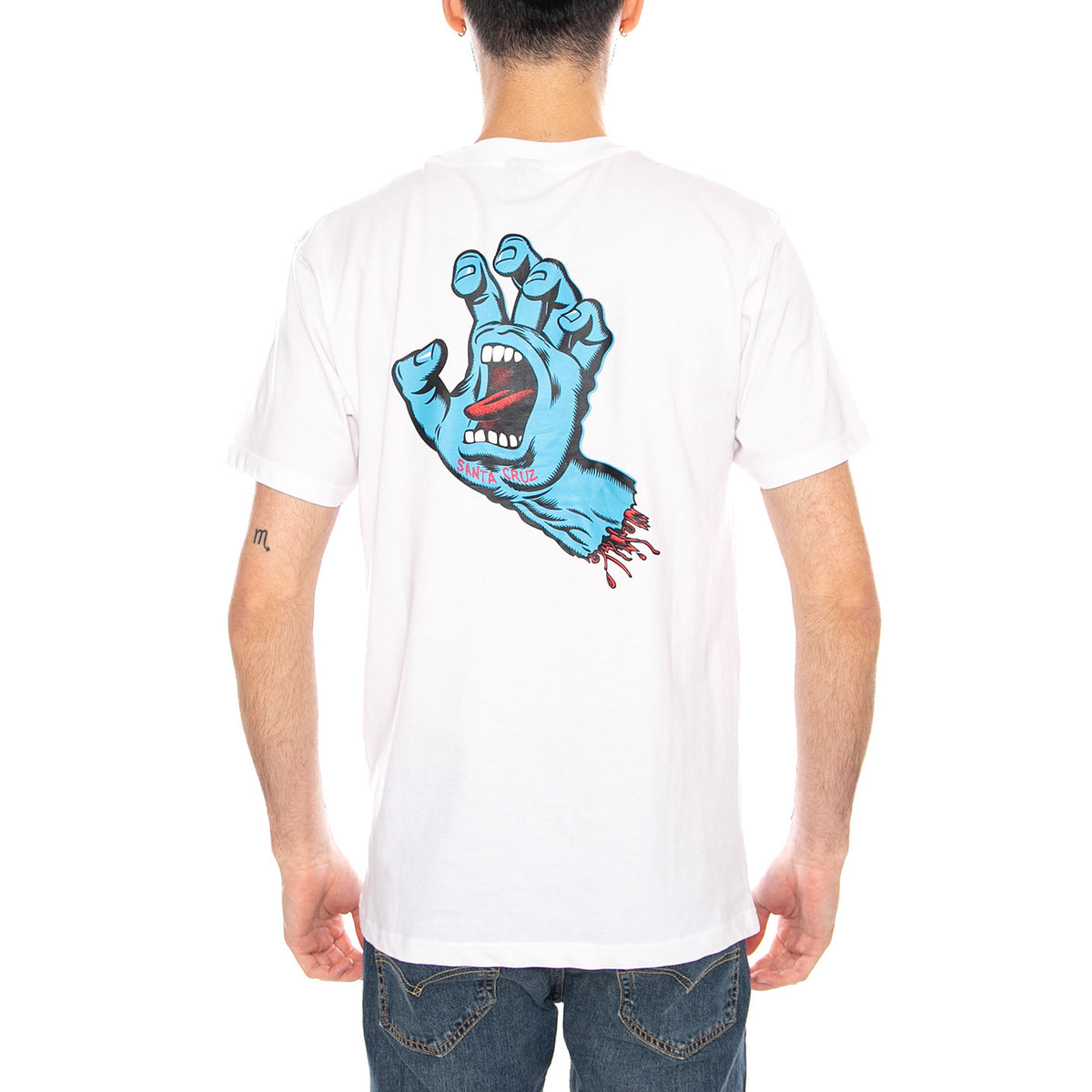 Screaming Hand White - Maglietta Girocollo Uomo Bianca SCA-TEE-11055 White SANTA CRUZ 