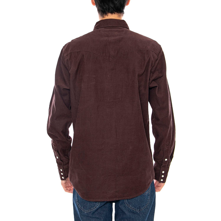 Western Cord Shirt Mahogany - Camicia in Velluto Uomo Marrone 112371428 . WRANGLER 