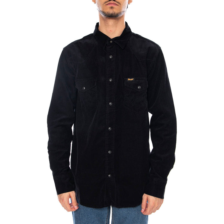 Western Cord Shirt Black - Camcicia in Velluto a Coste Uomo Nera 112371429 . WRANGLER 