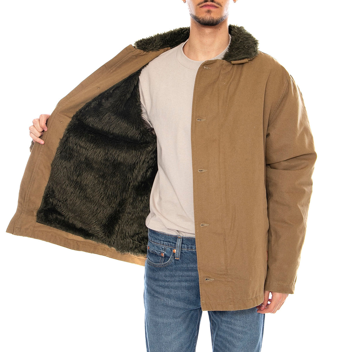 20th Anniversary Mast Jacket -- Giacca Uomo Olive Surplus Marrone 03445 OLVSP BRIXTON 