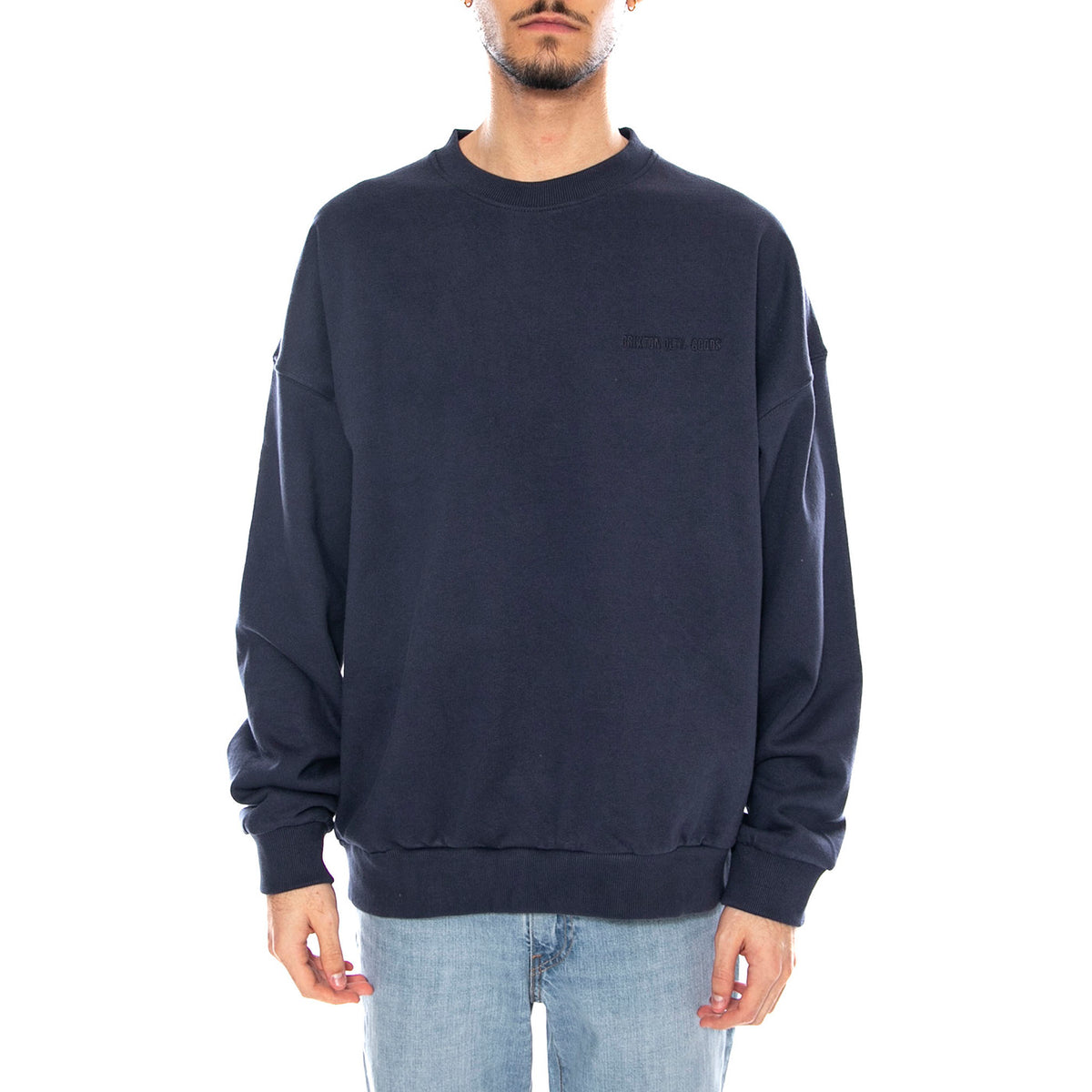 Embroidered Heavy Weight Crew -- Maglione Uomo Washed Navy Blu 22696 WANAV BRIXTON 