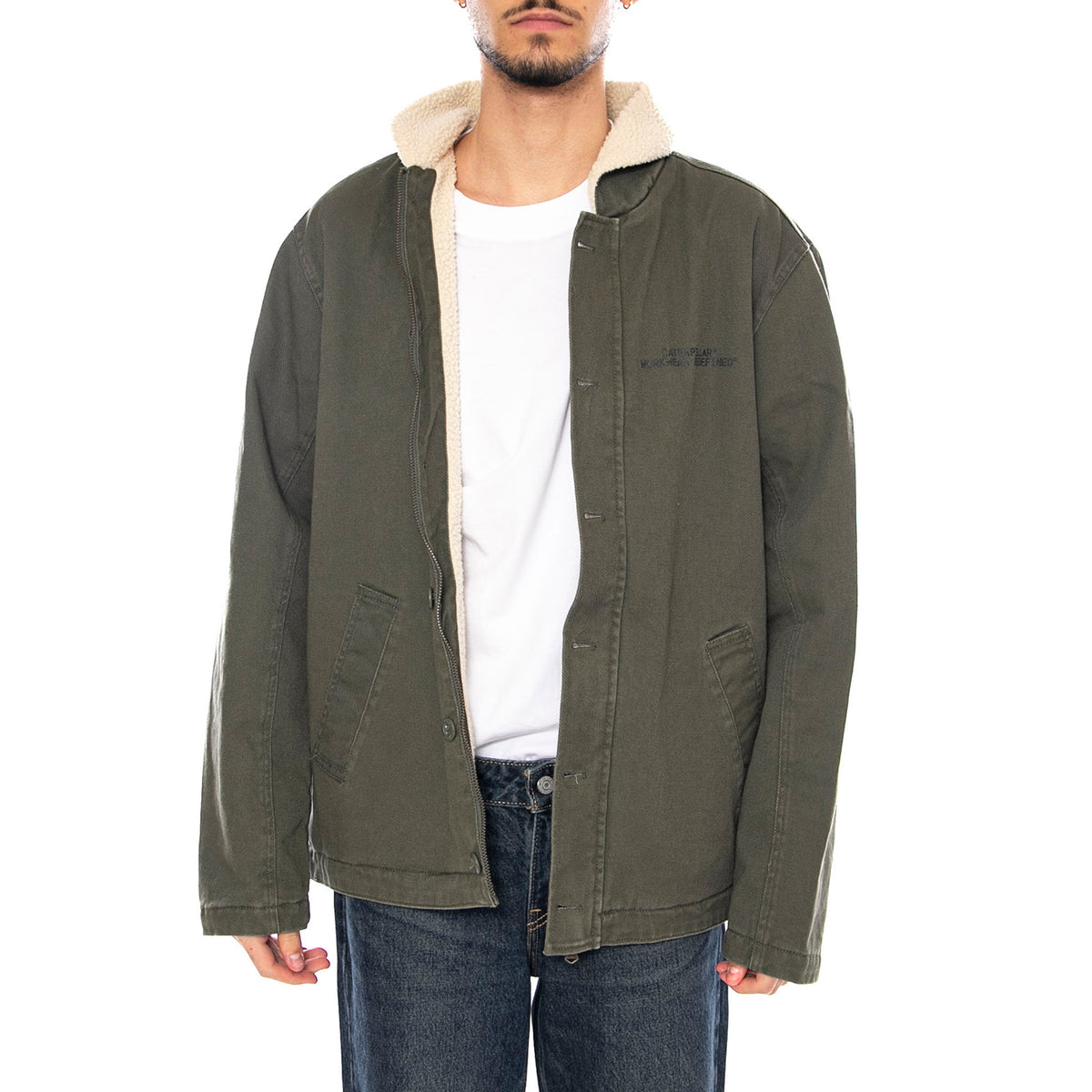 Washed Deck Jacket -- Giacca Uomo Beetle Verde 6040095 19-0312 CAT 