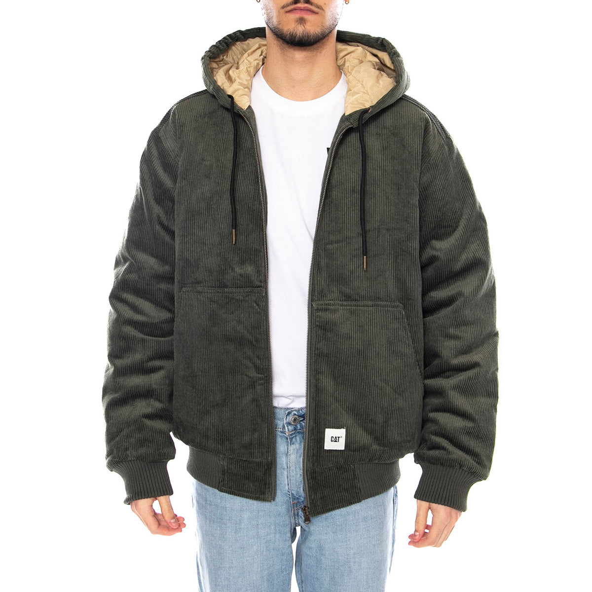 Cord Active Jacket -- Giacca Uomo Beetle Verde con Cappuccio 6040096 19-0312 CAT 