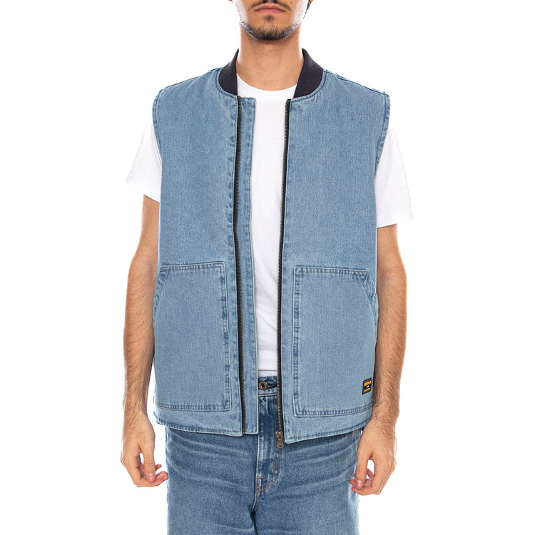 Spring Denim Vest Light Wash - Giacca Smanicata Denim Jeans Uomo Blu 6040116 10135 CAT 