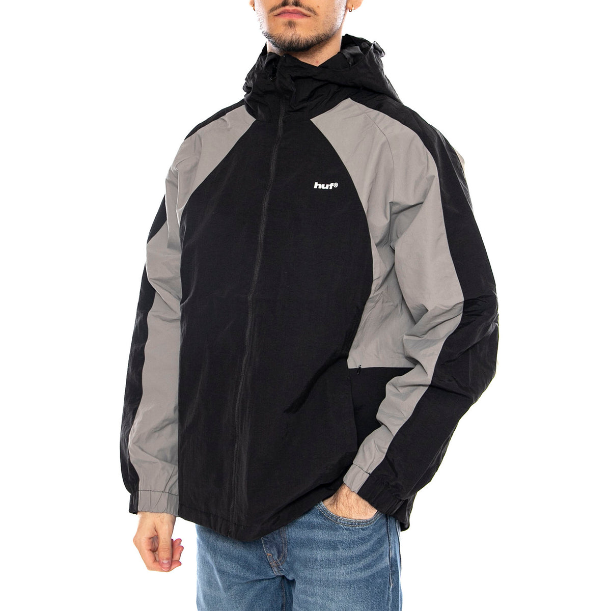 HUF Set Shell Jacket -- Giacca con Cappuccio Uomo Nera JK00389 BLK HUF 