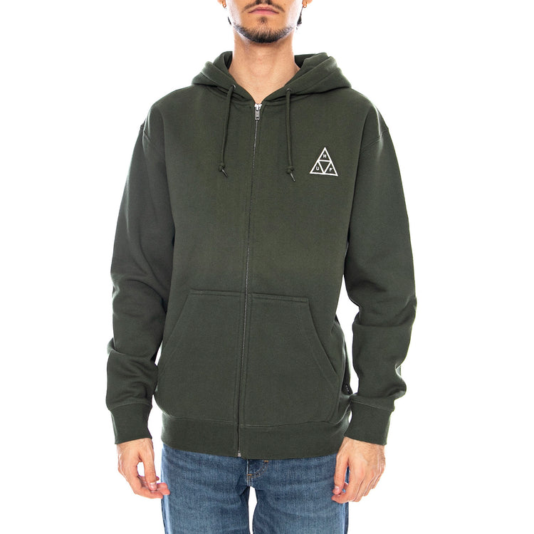 HUF Set TT F/Z Hoodie -- Felpa con Cappuccio Uomo Verde PF00697 HUN HUF 