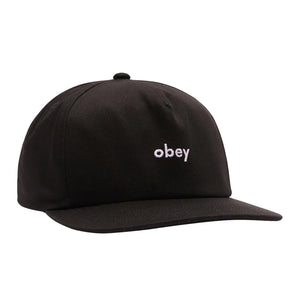 OBEY Lowercase 5 Panel Snapback Black - Cappellino con Visiera Nero 100490108 BLK OBEY 
