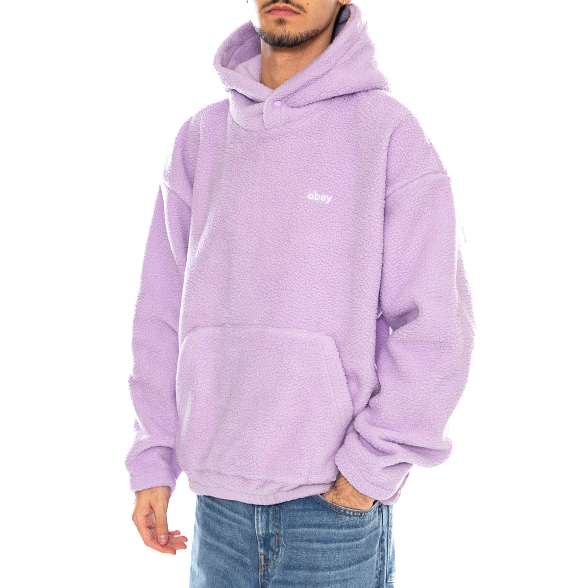 Bold Polar Fleece Hood Digital Lavender - Felpa con Cappuccio Uomo Viola 112470193 DLR OBEY 