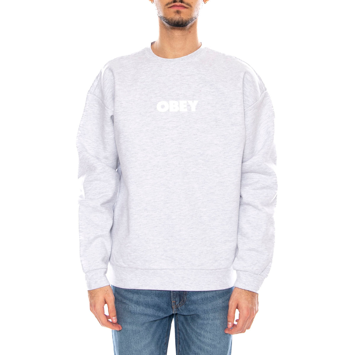 Bold Extra Heavy Crew Fleece Ash Grey -- Felpa Girocollo Uomo Grigia 112480160 AGRY OBEY 