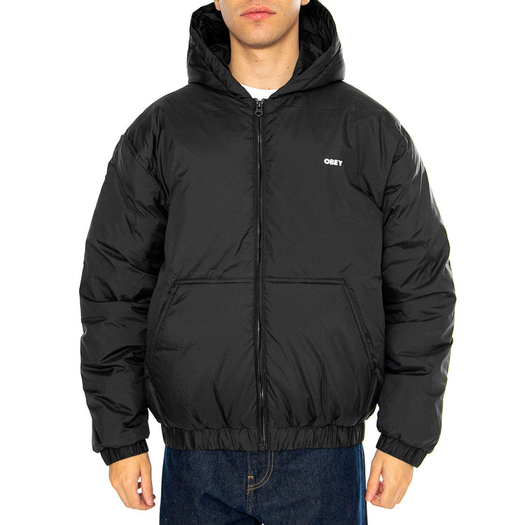 RETREAT HOODED JACKET BLACK - Giacca con Cappuccio Uomo Nera 121800547 BLK OBEY 